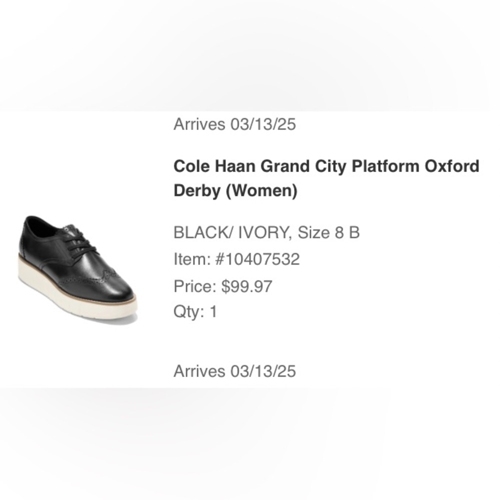 Cole Haan Women's Black and Ivory Grand City Platform Derby